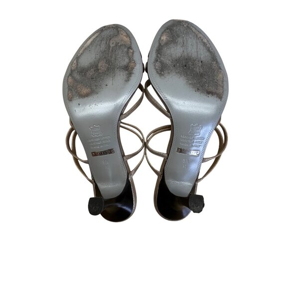 Talbots Women’s Metallic Leather With Ring Accent Heeled Sandals Size 9.5 M - Picture 7 of 9